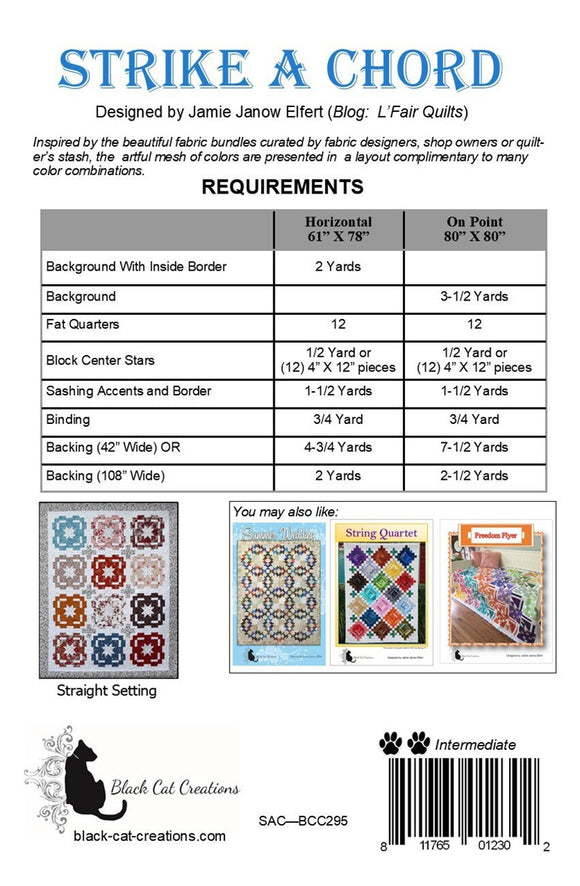 Strike a Chord || Quilt Pattern || Fat Quarter Friendly || On-Point